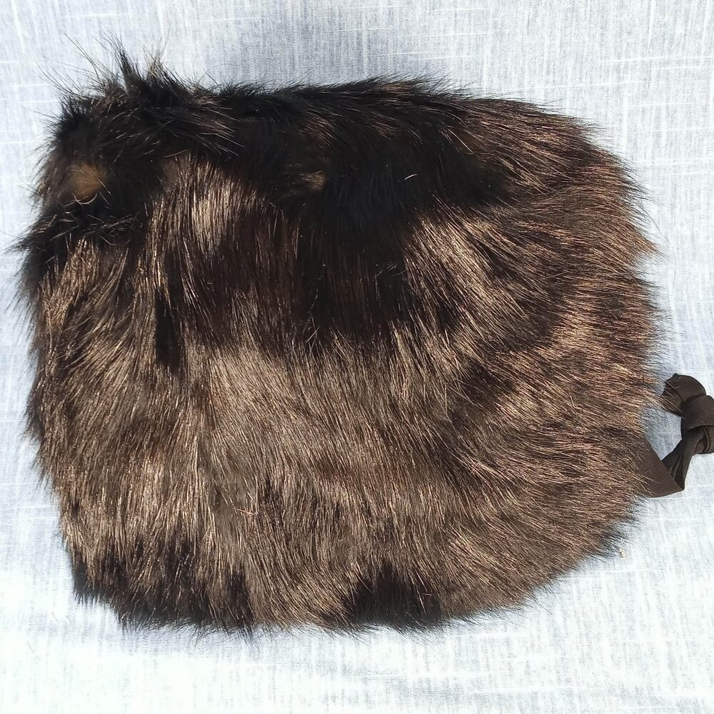 1940's Black Fox Fur Combination Muff and Purse